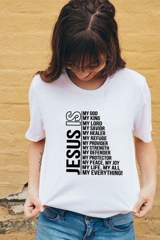 Jesus Is My- Women T-shirt Faith Short Sleeve Streetwear Graphic Tees Female