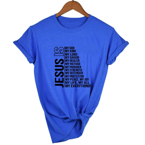 Jesus Is My- Women T-shirt Faith Short Sleeve Streetwear Graphic Tees Female