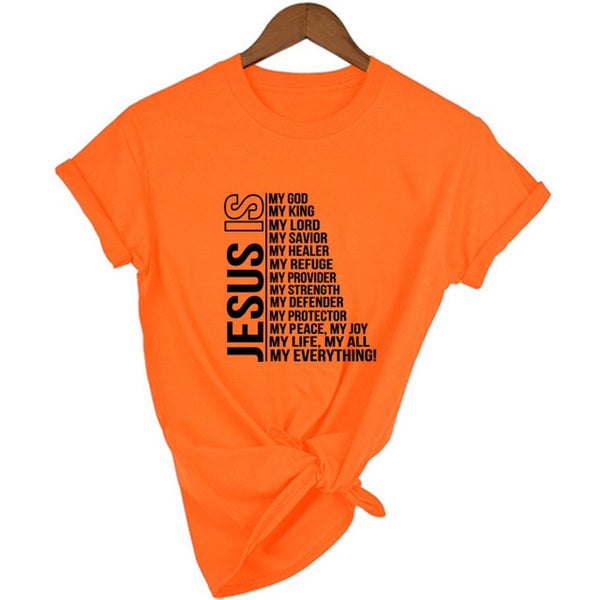 Jesus Is My- Women T-shirt Faith Short Sleeve Streetwear Graphic Tees Female