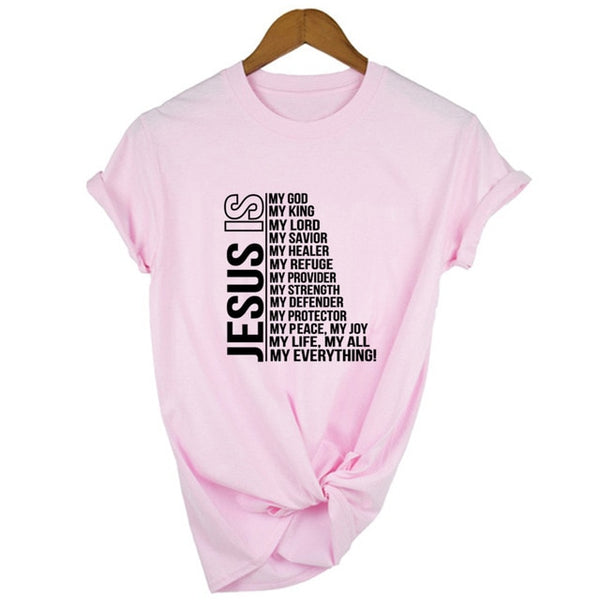 Jesus Is My- Women T-shirt Faith Short Sleeve Streetwear Graphic Tees Female