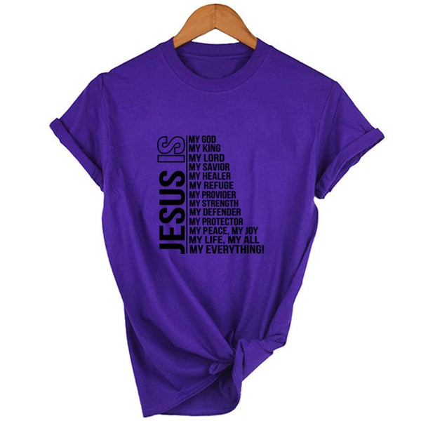 Jesus Is My- Women T-shirt Faith Short Sleeve Streetwear Graphic Tees Female