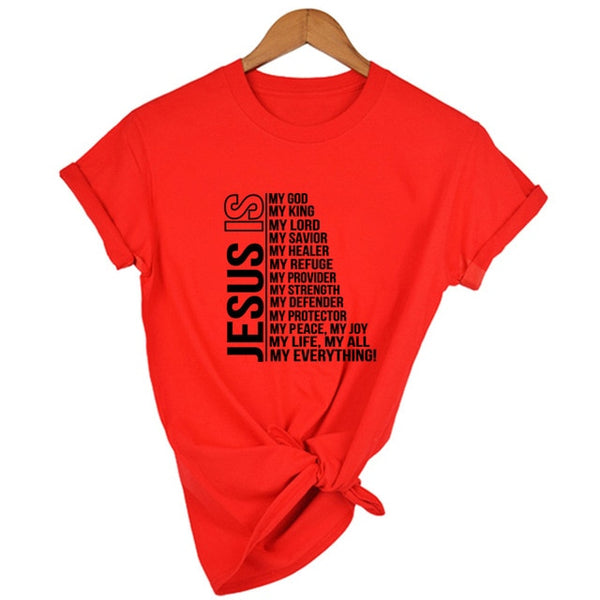 Jesus Is My- Women T-shirt Faith Short Sleeve Streetwear Graphic Tees Female