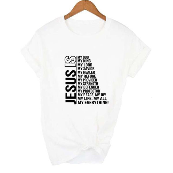 Jesus Is My- Women T-shirt Faith Short Sleeve Streetwear Graphic Tees Female