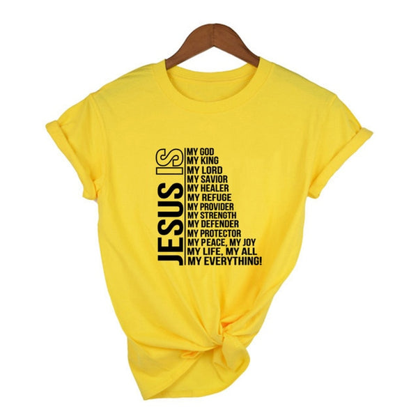 Jesus Is My- Women T-shirt Faith Short Sleeve Streetwear Graphic Tees Female