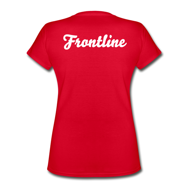 Women's V-Neck T-Shirt nurse - red